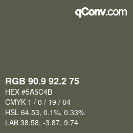 カラーコード: RGB 90.9 92.2 75 | qconv.com