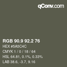 Color code: RGB 90.9 92.2 76 | qconv.com