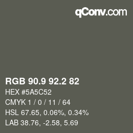 Color code: RGB 90.9 92.2 82 | qconv.com