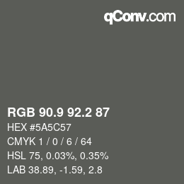 カラーコード: RGB 90.9 92.2 87 | qconv.com