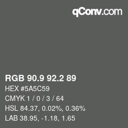 Color code: RGB 90.9 92.2 89 | qconv.com