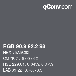 Color code: RGB 90.9 92.2 98 | qconv.com