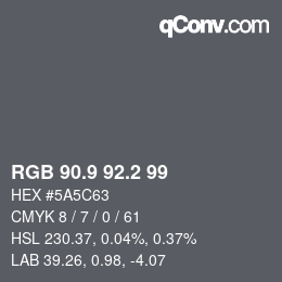 カラーコード: RGB 90.9 92.2 99 | qconv.com