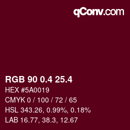 カラーコード: RGB 90 0.4 25.4 | qconv.com