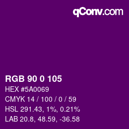 Color code: RGB 90 0 105 | qconv.com