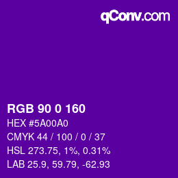 Color code: RGB 90 0 160 | qconv.com