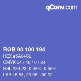 Color code: RGB 90 100 194 | qconv.com