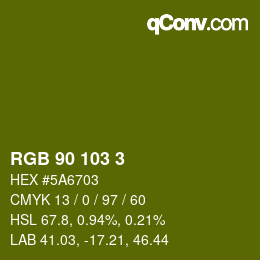 Color code: RGB 90 103 3 | qconv.com