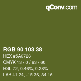 Color code: RGB 90 103 38 | qconv.com