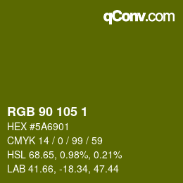 Color code: RGB 90 105 1 | qconv.com
