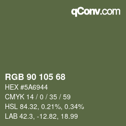 Color code: RGB 90 105 68 | qconv.com