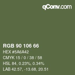 Farbcode: RGB 90 106 66 | qconv.com