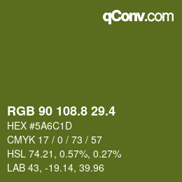 カラーコード: RGB 90 108.8 29.4 | qconv.com
