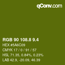 カラーコード: RGB 90 108.8 9.4 | qconv.com