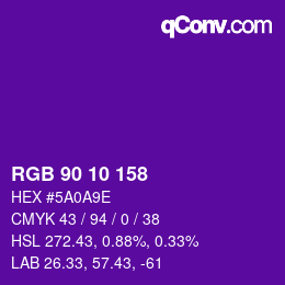 カラーコード: RGB 90 10 158 | qconv.com