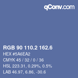 カラーコード: RGB 90 110.2 162.6 | qconv.com
