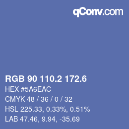 カラーコード: RGB 90 110.2 172.6 | qconv.com