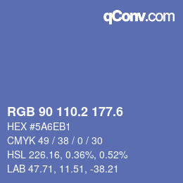 カラーコード: RGB 90 110.2 177.6 | qconv.com