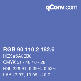 カラーコード: RGB 90 110.2 182.6 | qconv.com