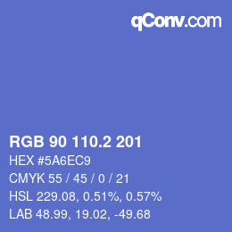 カラーコード: RGB 90 110.2 201 | qconv.com