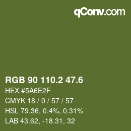カラーコード: RGB 90 110.2 47.6 | qconv.com