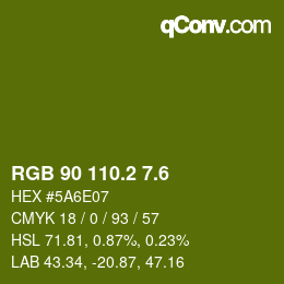 カラーコード: RGB 90 110.2 7.6 | qconv.com