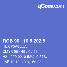 カラーコード: RGB 90 110.6 202.6 | qconv.com