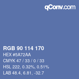 Color code: RGB 90 114 170 | qconv.com