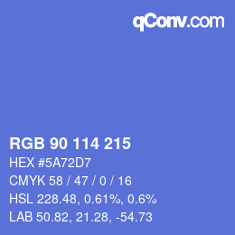 颜色代码: RGB 90 114 215 | qconv.com