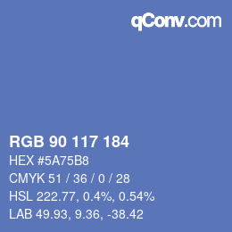 Color code: RGB 90 117 184 | qconv.com