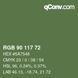 Farbcode: RGB 90 117 72 | qconv.com