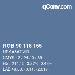 Código de color: RGB 90 118 155 | qconv.com
