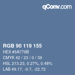 Color code: RGB 90 119 155 | qconv.com