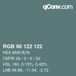 Code couleur: RGB 90 122 122 | qconv.com