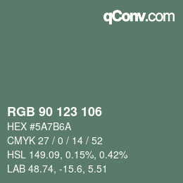 カラーコード: RGB 90 123 106 | qconv.com