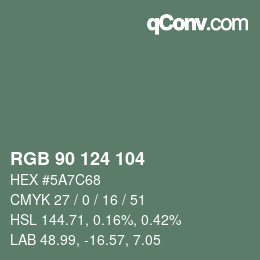 Color code: RGB 90 124 104 | qconv.com