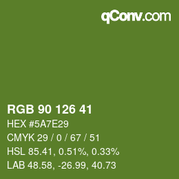 Farbcode: RGB 90 126 41 | qconv.com