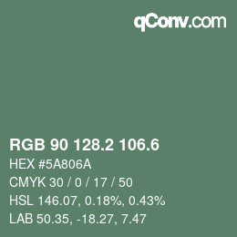 カラーコード: RGB 90 128.2 106.6 | qconv.com