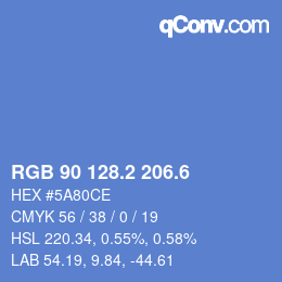 カラーコード: RGB 90 128.2 206.6 | qconv.com