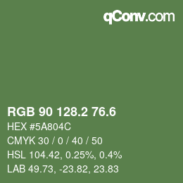 カラーコード: RGB 90 128.2 76.6 | qconv.com