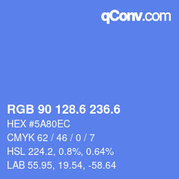 カラーコード: RGB 90 128.6 236.6 | qconv.com
