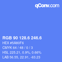 カラーコード: RGB 90 128.6 246.6 | qconv.com