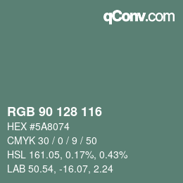 Farbcode: RGB 90 128 116 | qconv.com