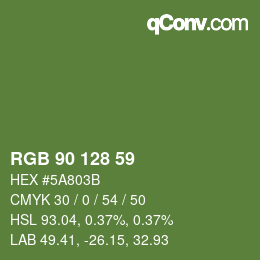 Color code: RGB 90 128 59 | qconv.com