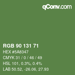 Color code: RGB 90 131 71 | qconv.com