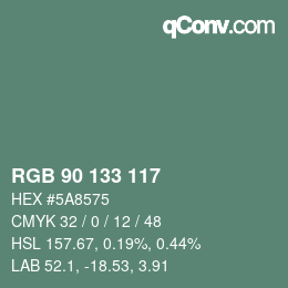 カラーコード: RGB 90 133 117 | qconv.com