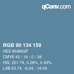 Color code: RGB 90 134 159 | qconv.com