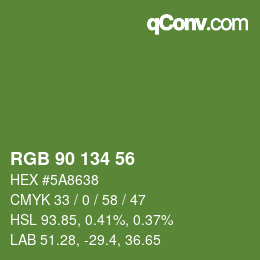 Color code: RGB 90 134 56 | qconv.com