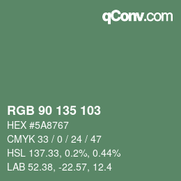Color code: RGB 90 135 103 | qconv.com