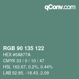 Farbcode: RGB 90 135 122 | qconv.com